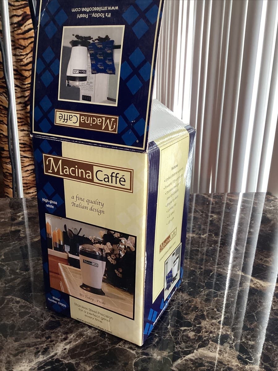 Macina Caffe Italian Electric Coffee Bean Grinder FP905 White New in Box product image