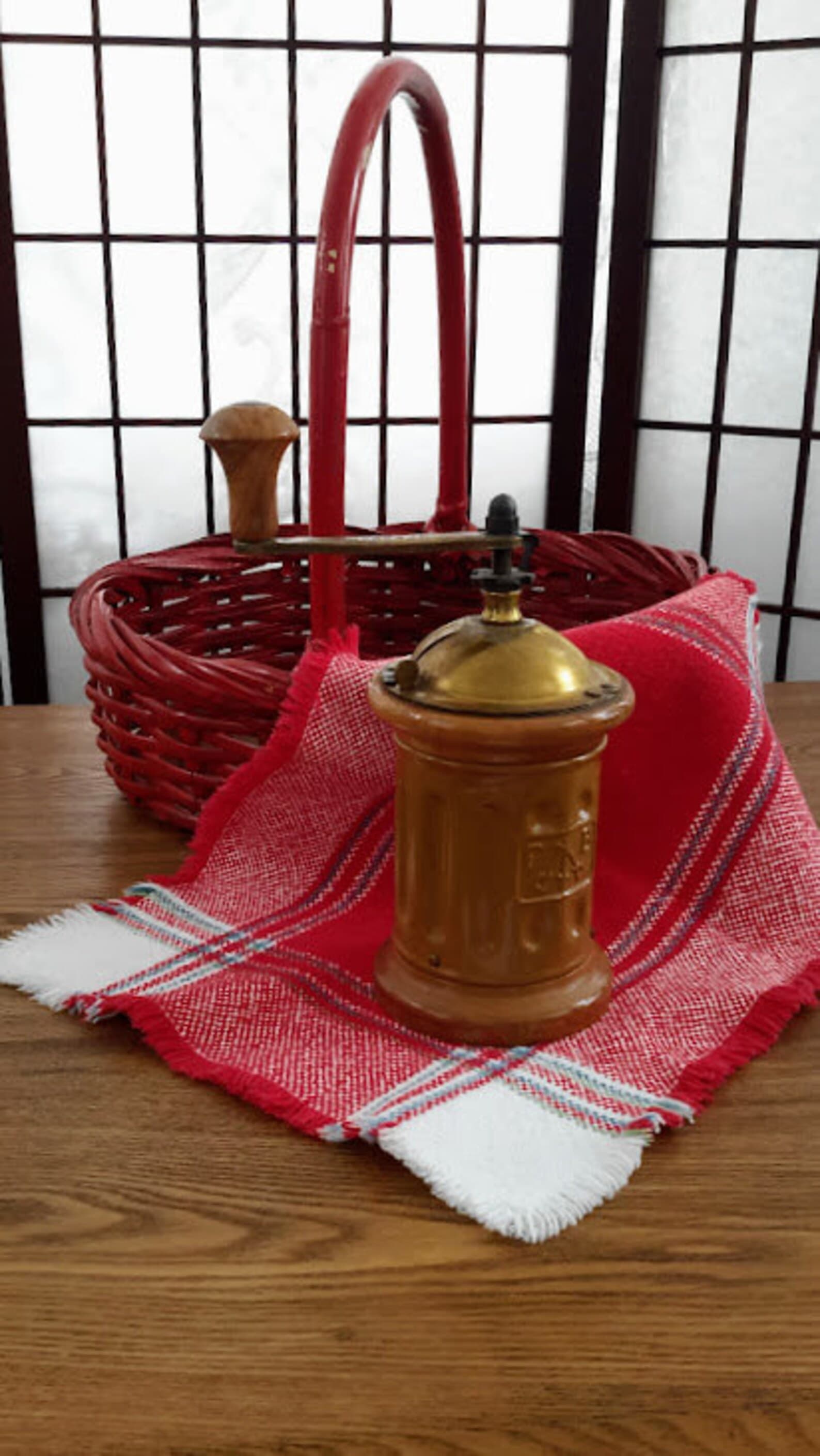 Vintage ''Tre Spade'' Italy Metal and Wood Manual Coffee Grinder product image